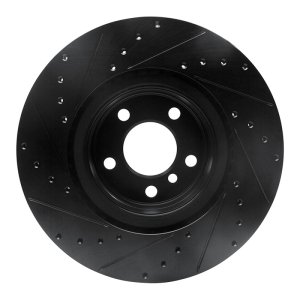 BMW M240I Convertible Brake Rotor (1) - Rear Right - R1 Concepts - Drilled & Slotted - Black - `12-`20